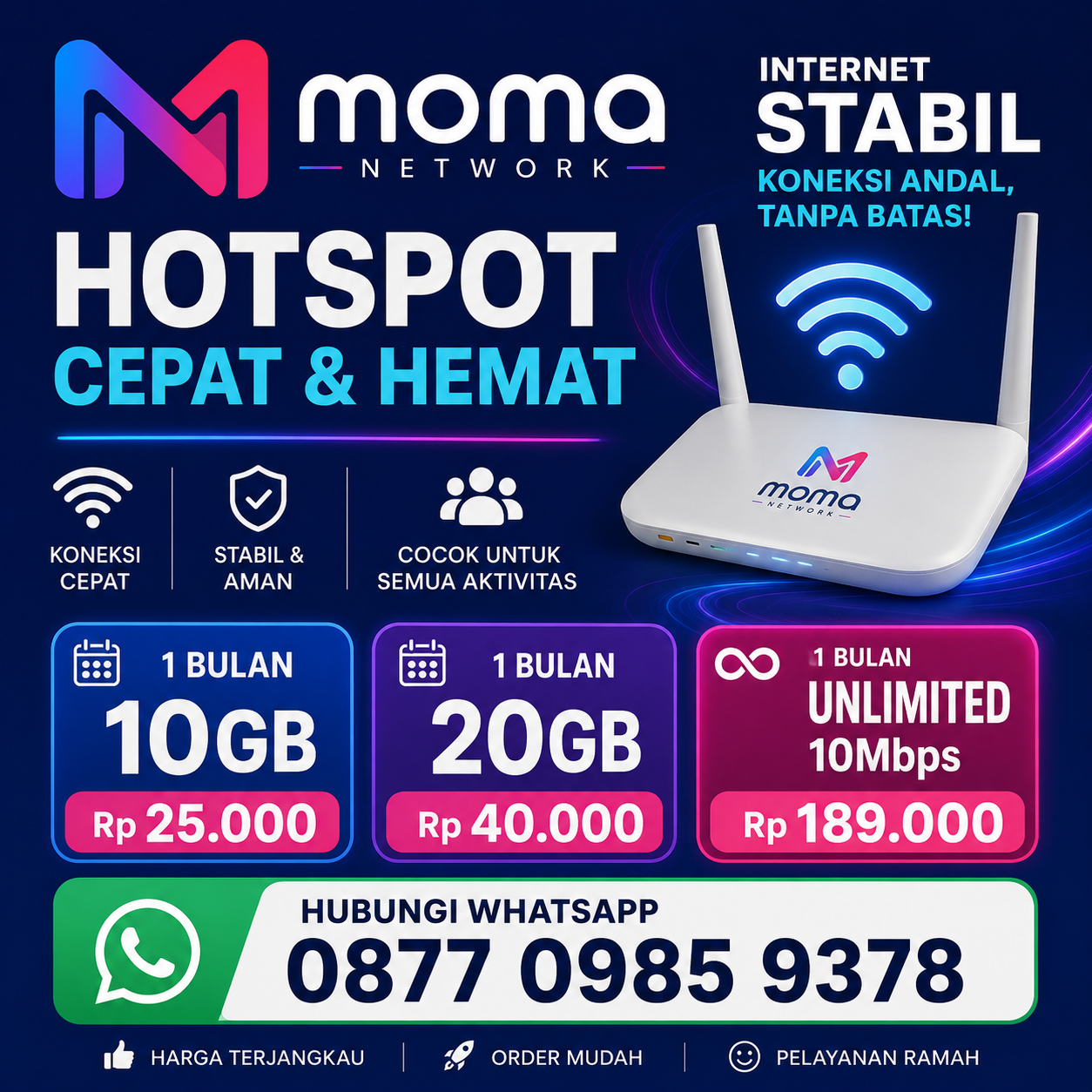 HOTSPOT MOMA NETWORK – INTERNET CEPAT & HEMAT